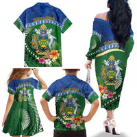 Melanesian Solomon Islands Family Matching Off The Shoulder Long Sleeve Dress and Hawaiian Shirt Tropical Shark Tattoo LT9 - Polynesian Pride