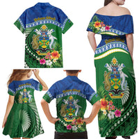 Melanesian Solomon Islands Family Matching Off Shoulder Maxi Dress and Hawaiian Shirt Tropical Shark Tattoo LT9 - Polynesian Pride