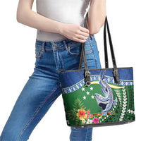 Melanesian Solomon Islands Leather Tote Bag Tropical Shark Tattoo
