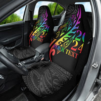 Personalised New Zealand Wellington Pride Car Seat Cover Maori Fern with Pride Flag 2024 LT9 - Polynesian Pride