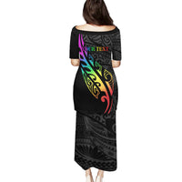 Personalised New Zealand Wellington Pride Puletasi Maori Fern with Pride Flag 2024 LT9 - Polynesian Pride