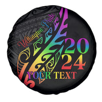 Personalised New Zealand Wellington Pride Spare Tire Cover Maori Fern with Pride Flag 2024 LT9 - Polynesian Pride