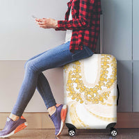 Aloha Lei Onaona Luggage Cover Beige Hawaiian Tribal Pattern