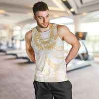Aloha Lei Onaona Men Tank Top Beige Hawaiian Tribal Pattern