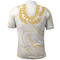 Aloha Lei Onaona Polo Shirt Beige Hawaiian Tribal Pattern