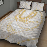 Aloha Lei Onaona Quilt Bed Set Beige Hawaiian Tribal Pattern