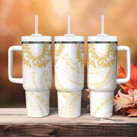 Aloha Lei Onaona Tumbler With Handle Beige Hawaiian Tribal Pattern LT9 - Polynesian Pride