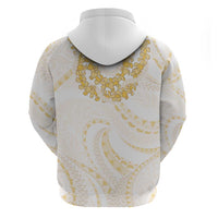 Aloha Lei Onaona Zip Hoodie Beige Hawaiian Tribal Pattern