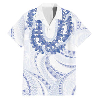 Aloha Lei Onaona Family Matching Mermaid Dress and Hawaiian Shirt Navy Blue Hawaiian Tribal Pattern LT9 Dad's Shirt - Short Sleeve Blue - Polynesian Pride