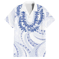 Aloha Lei Onaona Family Matching Off The Shoulder Long Sleeve Dress and Hawaiian Shirt Navy Blue Hawaiian Tribal Pattern LT9 Dad's Shirt - Short Sleeve Blue - Polynesian Pride