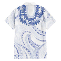 Aloha Lei Onaona Family Matching Puletasi and Hawaiian Shirt Navy Blue Hawaiian Tribal Pattern