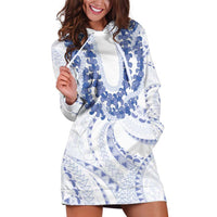 Aloha Lei Onaona Hoodie Dress Navy Blue Hawaiian Tribal Pattern