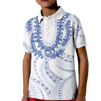Aloha Lei Onaona Kid Polo Shirt Navy Blue Hawaiian Tribal Pattern LT9 Kid Blue - Polynesian Pride