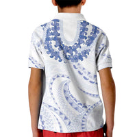 Aloha Lei Onaona Kid Polo Shirt Navy Blue Hawaiian Tribal Pattern LT9 - Polynesian Pride