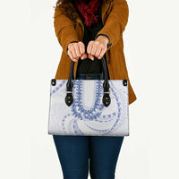 Aloha Lei Onaona Leather Bag Navy Blue Hawaiian Tribal Pattern - Polynesian Pride
