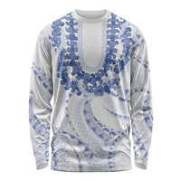 Aloha Lei Onaona Long Sleeve Shirt Navy Blue Hawaiian Tribal Pattern