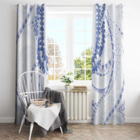 Aloha Lei Onaona Window Curtain Navy Blue Hawaiian Tribal Pattern
