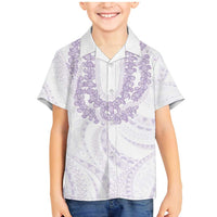 Aloha Lei Onaona Family Matching Mermaid Dress and Hawaiian Shirt Purple Hawaiian Tribal Pattern LT9 Son's Shirt Purple - Polynesian Pride