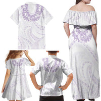 Aloha Lei Onaona Family Matching Off Shoulder Maxi Dress and Hawaiian Shirt Purple Hawaiian Tribal Pattern LT9 - Polynesian Pride