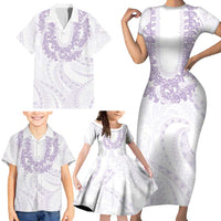 Aloha Lei Onaona Family Matching Short Sleeve Bodycon Dress and Hawaiian Shirt Purple Hawaiian Tribal Pattern LT9 - Polynesian Pride