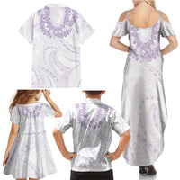 Aloha Lei Onaona Family Matching Summer Maxi Dress and Hawaiian Shirt Purple Hawaiian Tribal Pattern LT9 - Polynesian Pride