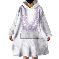 Aloha Lei Onaona Wearable Blanket Hoodie Purple Hawaiian Tribal Pattern