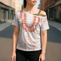 Aloha Lei Onaona Cross Shoulder Shirt Red Hawaiian Tribal Pattern - Polynesian Pride
