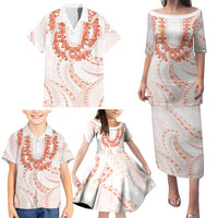 Aloha Lei Onaona Family Matching Puletasi and Hawaiian Shirt Red Hawaiian Tribal Pattern