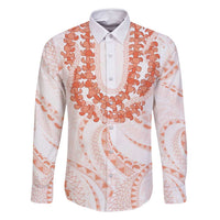 Aloha Lei Onaona Family Matching Summer Maxi Dress and Hawaiian Shirt Red Hawaiian Tribal Pattern LT9 Dad's Shirt - Long Sleeve Red - Polynesian Pride