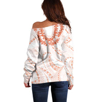 Aloha Lei Onaona Off Shoulder Sweater Red Hawaiian Tribal Pattern