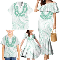 Aloha Lei Onaona Family Matching Mermaid Dress and Hawaiian Shirt Sage Green Hawaiian Tribal Pattern LT9 - Polynesian Pride