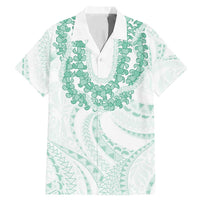 Aloha Lei Onaona Family Matching Mermaid Dress and Hawaiian Shirt Sage Green Hawaiian Tribal Pattern LT9 Dad's Shirt - Short Sleeve Green - Polynesian Pride