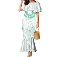 Aloha Lei Onaona Family Matching Mermaid Dress and Hawaiian Shirt Sage Green Hawaiian Tribal Pattern LT9 Mom's Dress Green - Polynesian Pride