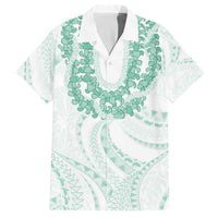 Aloha Lei Onaona Family Matching Off The Shoulder Long Sleeve Dress and Hawaiian Shirt Sage Green Hawaiian Tribal Pattern LT9 Dad's Shirt - Short Sleeve Green - Polynesian Pride