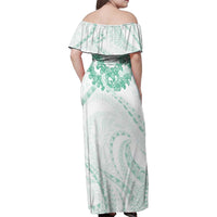 Aloha Lei Onaona Family Matching Off Shoulder Maxi Dress and Hawaiian Shirt Sage Green Hawaiian Tribal Pattern LT9 - Polynesian Pride