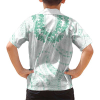 Aloha Lei Onaona Family Matching Short Sleeve Bodycon Dress and Hawaiian Shirt Sage Green Hawaiian Tribal Pattern LT9 - Polynesian Pride