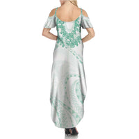 Aloha Lei Onaona Family Matching Summer Maxi Dress and Hawaiian Shirt Sage Green Hawaiian Tribal Pattern LT9 - Polynesian Pride