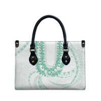 Aloha Lei Onaona Leather Bag Sage Green Hawaiian Tribal Pattern - Polynesian Pride