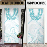Aloha Lei Onaona Door Cover Teal Hawaiian Tribal Pattern - Polynesian Pride