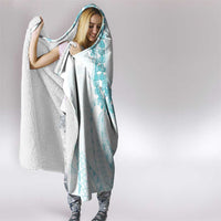 Aloha Lei Onaona Hooded Blanket Teal Hawaiian Tribal Pattern