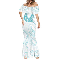 Aloha Lei Onaona Mermaid Dress Teal Hawaiian Tribal Pattern LT9 - Polynesian Pride
