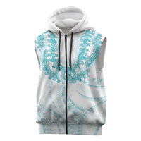 Aloha Lei Onaona Sleeveless Zip Hoodie Teal Hawaiian Tribal Pattern LT9