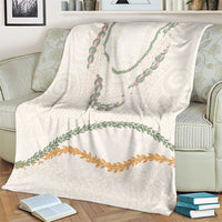 Aloha Lei Mikioi Blanket Beige Polynesian Tribal Tatau Pattern