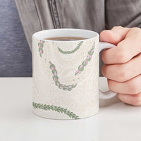 Aloha Lei Mikioi Ceramic Mug Beige Polynesian Tribal Tatau Pattern - Polynesian Pride