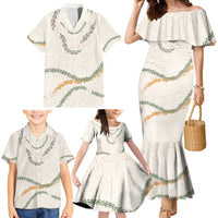 Aloha Lei Mikioi Family Matching Mermaid Dress and Hawaiian Shirt Beige Polynesian Tribal Tatau Pattern LT9 - Polynesian Pride