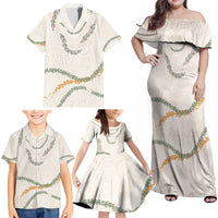 Aloha Lei Mikioi Family Matching Off Shoulder Maxi Dress and Hawaiian Shirt Beige Polynesian Tribal Tatau Pattern LT9 - Polynesian Pride