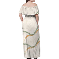 Aloha Lei Mikioi Family Matching Off Shoulder Maxi Dress and Hawaiian Shirt Beige Polynesian Tribal Tatau Pattern LT9 - Polynesian Pride