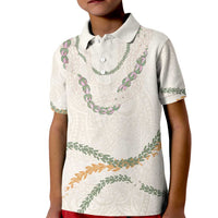 Aloha Lei Mikioi Kid Polo Shirt Beige Polynesian Tribal Tatau Pattern