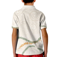 Aloha Lei Mikioi Kid Polo Shirt Beige Polynesian Tribal Tatau Pattern