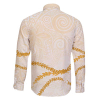 Aloha Lei Mikioi Family Matching Long Sleeve Bodycon Dress and Hawaiian Shirt Gold Polynesian Tribal Tatau Pattern LT9 - Polynesian Pride